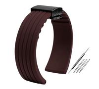 PJFSQAD Fit For Seiko For Fossil For Omega For Citizen Silicone Strap Men Sport Waterproof Vertical Stripes Tire Pattern Wath Band(Brown black buckle,22mm)