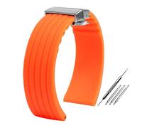 PJFSQAD Fit For Seiko For Fossil For Omega For Citizen Silicone Strap Men Sport Waterproof Vertical Stripes Tire Pattern Wath Band(Orange steel buckle,22mm)