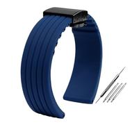 PJFSQAD Fit For Seiko For Fossil For Omega For Citizen Silicone Strap Men Sport Waterproof Vertical Stripes Tire Pattern Wath Band(Blue black buckle,20mm)