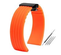 PJFSQAD Fit For Seiko For Fossil For Omega For Citizen Silicone Strap Men Sport Waterproof Vertical Stripes Tire Pattern Wath Band(Orange black buckle,19mm)
