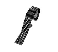 PJFSQAD Fit For Seiko PROSPEX SRPA21J1/SRPE99K1 Srp777 Srpc25 773 Strap Solid Steel Watch Band Wristband Safety Buckle Bracelet 22mm(Black five beads)