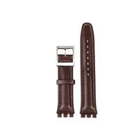 PJFSQAD Fit For Swatch YCS YAS YGS Series Watch Band 17mm 19mm Leather Wrist Strap Women Men Belt Bracelet Accessories(B Brown Pin,19mm Black)