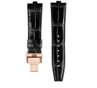 PJFSQAD Fit For Vacheron Constantin Danton Watch Strap For Crossover Four Seas VC 4300/4500V 5500V 7900V Series Raised Leather Band 24 * 7mm(A-black-rose gold)