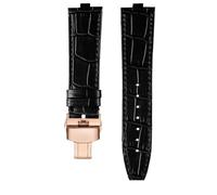 PJFSQAD Fit For Vacheron Constantin Danton Watch Strap For Crossover Four Seas VC 4300/4500V 5500V 7900V Series Raised Leather Band 24 * 7mm(Black-rose gold)