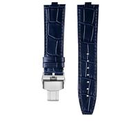 PJFSQAD Fit For Vacheron Constantin Danton Watch Strap For Crossover Four Seas VC 4300/4500V 5500V 7900V Series Raised Leather Band 24 * 7mm(Blue-silver)