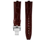 PJFSQAD Fit For Vacheron Constantin Danton Watch Strap For Crossover Four Seas VC 4300/4500V 5500V 7900V Series Raised Leather Band 24 * 7mm(Brown-silver)
