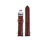 PJFSQAD Lea/ther with silicone rubber bottom watch strap 19 20 21 22mm Universal black brown dark blue men and women watchband(Brown-Silver,19mm)