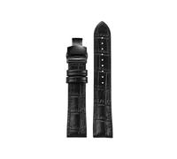 PJFSQAD Lea/ther with silicone rubber bottom watch strap 19 20 21 22mm Universal black brown dark blue men and women watchband(Black-Black,20mm)