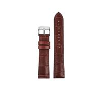PJFSQAD Lea/ther with silicone rubber bottom watch strap 19 20 21 22mm Universal black brown dark blue men and women watchband(Brown-S pin,22mm)