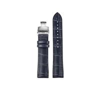 PJFSQAD Lea/ther with silicone rubber bottom watch strap 19 20 21 22mm Universal black brown dark blue men and women watchband(Dark blue-Silver,19mm)