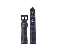 PJFSQAD Lea/ther with silicone rubber bottom watch strap 19 20 21 22mm Universal black brown dark blue men and women watchband(Dark blue-B pin,22mm)