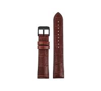 PJFSQAD Lea/ther with silicone rubber bottom watch strap 19 20 21 22mm Universal black brown dark blue men and women watchband(Brown-B pin,22mm)