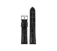 PJFSQAD Lea/ther with silicone rubber bottom watch strap 19 20 21 22mm Universal black brown dark blue men and women watchband(Black-S pin,20mm)
