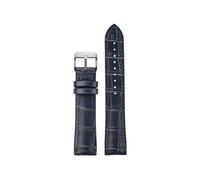 PJFSQAD Lea/ther with silicone rubber bottom watch strap 19 20 21 22mm Universal black brown dark blue men and women watchband(Dark blue-S pin,22mm)