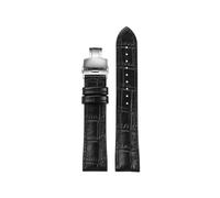PJFSQAD Lea/ther with silicone rubber bottom watch strap 19 20 21 22mm Universal black brown dark blue men and women watchband(Black-Silver,21mm)