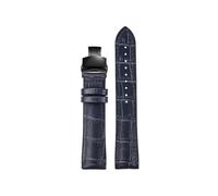 PJFSQAD Lea/ther with silicone rubber bottom watch strap 19 20 21 22mm Universal black brown dark blue men and women watchband(Dark blue-Black,20mm)