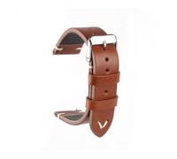 PJFSQAD Leather Brown Handmade Watch Strap 18mm 19mm 20mm 22mm Band Crack Pattern Wristband Belt Quick Release Bar(Bown,22mm)
