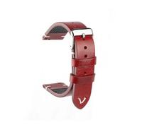 PJFSQAD Leather Brown Handmade Watch Strap 18mm 19mm 20mm 22mm Band Crack Pattern Wristband Belt Quick Release Bar(Black 01,19mm)