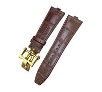 PJFSQAD Leather Watchband 24X7mm Fit For Vacheron Constantin 4300V 4500V 5500V Quick Disassembly Watch Strap(Brown-Gold)