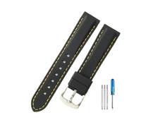 PJFSQAD Leisure Gentleman's Quick Release Silicone Watchbands Fit For Casio For Tissot For Citizen For Seiko For Rolex Moisturewicking Strap 18 20 22 24mm(BlackYellow-Steel-K2,22mm)