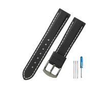 PJFSQAD Leisure Gentleman's Quick Release Silicone Watchbands Fit For Casio For Tissot For Citizen For Seiko For Rolex Moisturewicking Strap 18 20 22 24mm(Black white-Black-K2,24mm)