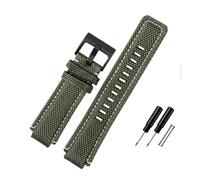 PJFSQAD Nylon Canvas Watch Strap 24 * 16mm Hi-Q Convex Joint Black Green Blue Men Watchband With Tool Fit For Timex T2N720 721 TW2T76500 76300(Army green-B pin)