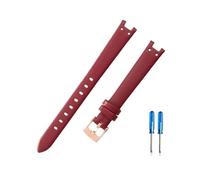 PJFSQAD Quality Black Leather And Concave Interface Female Watchband Fit For Anne Klein Series AK 1950/9442/9918/9168 With Steel Buckle(Red-Rose-K12)
