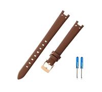 PJFSQAD Quality Black Leather And Concave Interface Female Watchband Fit For Anne Klein Series AK 1950/9442/9918/9168 With Steel Buckle(Brown-Golden-K12)