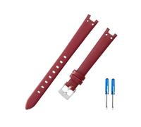 PJFSQAD Quality Black Leather And Concave Interface Female Watchband Fit For Anne Klein Series AK 1950/9442/9918/9168 With Steel Buckle(Red-Steel-K12)