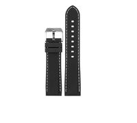 PJFSQAD Rubber Watchband Bracelet Fit For IWC Mark 18 For Portuguese For Timekeeping Grand Pilot For Little Prince series Watch Strap 22mm(Black whiteline,20mm)