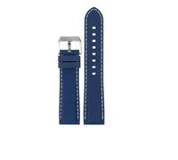 PJFSQAD Rubber Watchband Bracelet Fit For IWC Mark 18 For Portuguese For Timekeeping Grand Pilot For Little Prince series Watch Strap 22mm(Blue whiteline,21mm)