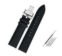 PJFSQAD Silicone Breathable Watch band 20 22mm 24 Fit For Casio For MDV-106 MDV-107 MTP1374 For Tudor For Citizen Waterproof Rubber For Seiko For PROSPEX Strap(Black-silver,24mm)