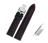 PJFSQAD Silicone Breathable Watch band 20 22mm 24 Fit For Casio For MDV-106 MDV-107 MTP1374 For Tudor For Citizen Waterproof Rubber For Seiko For PROSPEX Strap(Redline-silver,22mm)
