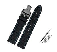 PJFSQAD Silicone Breathable Watch band 20 22mm 24 Fit For Casio For MDV-106 MDV-107 MTP1374 For Tudor For Citizen Waterproof Rubber For Seiko For PROSPEX Strap(Blueline-black,24mm)