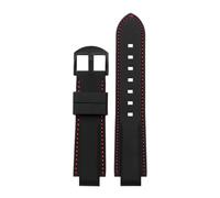 PJFSQAD Silicone Rubber Watch Strap 16mm Convex Joint Black Red Orange White Blue Lines Men Watchband Accessory Fit For Timex T2N721 T2N720(Black red-B pin)