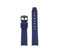 PJFSQAD Silicone Rubber Watch Strap 20mm Arc Interface Diving Sports Black Green White Blue Watchband Fit For Rolex Submariner Yacht Master(Blue-B pin)
