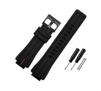 PJFSQAD Silicone Rubber Watch Strap 24 * 16mm Convex Joint Black Red Orange White Blue Lines Men Watchband Fit For Timex T2N720 T2N721 T2N739(Black red-B pin)