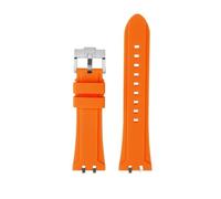 PJFSQAD Silicone Rubber Watch Strap 24mm Black Blue Orange Green Solid Color Men’s Watchband With Silver Gold Connector Fit For Tudor Royal(Orange-S pin)