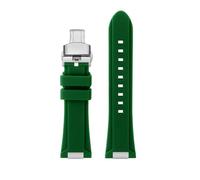 PJFSQAD Silicone Rubber Watchband Fit For TISSOT PRX T137.407/T137.410 Series Super Player Men Wrist Strap 26x12mm Convex End(Green silver)