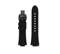PJFSQAD Silicone Rubber Watchstrap 24 * 16mm Convex Joint Black Blue Green Orange Men Watchband Fit For Timex Adventure Tidal IQ T2N720 T2N721(Black-Black)