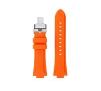 PJFSQAD Silicone Rubber Watchstrap 24 * 16mm Convex Joint Black Blue Green Orange Men Watchband Fit For Timex Adventure Tidal IQ T2N720 T2N721(Orange-Silver)
