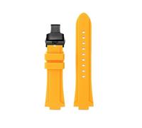 PJFSQAD Silicone Rubber Watchstrap 24 * 16mm Convex Joint Black Blue Green Orange Men Watchband Fit For Timex Adventure Tidal IQ T2N720 T2N721(Yellow-Black)