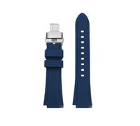 PJFSQAD Silicone Rubber Watchstrap 24 * 16mm Convex Joint Black Blue Green Orange Men Watchband Fit For Timex Adventure Tidal IQ T2N720 T2N721(Dark blue-Silver)