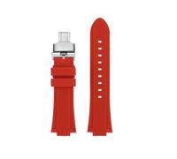 PJFSQAD Silicone Rubber Watchstrap 24 * 16mm Convex Joint Black Blue Green Orange Men Watchband Fit For Timex Adventure Tidal IQ T2N720 T2N721(Red-Silver)
