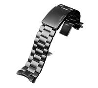 PJFSQAD Stainless Steel Watchband Curved Strap Fit For Casio EFV-540 BEM501/506 EFB-660 BEM-506 ECB900 Men's Bracelet Wristband 20mm 22mm(B black,22mm)