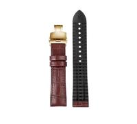 PJFSQAD Strap Fit For Rolex For IWC For Omega Leather Watch Watchband 22 Man Fluororubber Sweatproof Black Brown Folding Buckle(Brown gold B,20mm)