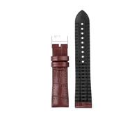 PJFSQAD Strap Fit For Rolex For IWC For Omega Leather Watch Watchband 22 Man Fluororubber Sweatproof Black Brown Folding Buckle(Brown without Buckle,21mm)