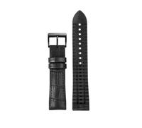 PJFSQAD Strap Fit For Rolex For IWC For Omega Leather Watch Watchband 22 Man Fluororubber Sweatproof Black Brown Folding Buckle(Black black pin,19mm)
