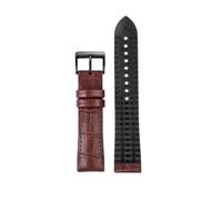 PJFSQAD Strap Fit For Rolex For IWC For Omega Leather Watch Watchband 22 Man Fluororubber Sweatproof Black Brown Folding Buckle(Brown black pin,21mm)