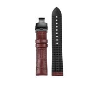 PJFSQAD Strap Fit For Rolex For IWC For Omega Leather Watch Watchband 22 Man Fluororubber Sweatproof Black Brown Folding Buckle(Brown black B,21mm)